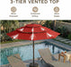 9Ft 3-Tier Patio Umbrella, Outdoor Table Umbrella with Easy Crank & Tilt, 8 Reinforced Ribs, UV Protection for Deck, Pool, Market, Backyard (Red)