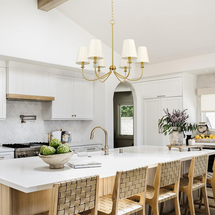 Brushed Brass 6 Light Linear Pendant ChandelierLine