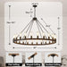 XL Handcrafted MatteBlack Walnut WagonWheel Chandelier