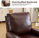 Pushback Recliner Chair with Massage and Heat, Breathable Leather Recliner Chair with Overstuffed Backrest, Recliner with Rivet Decoration, Single Sofa Accent Chair for Living Room, Brown