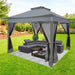 12X12Ft Outdoor Gazebo Pop up Gazebo with Mosquito Netting, Instant Patio Canopy Tent for Shade and Rain, 2 Tiered Vente Gazebo Canopy UPF 50+ for Garden Backyard with Carry Bag&4 Sandbags