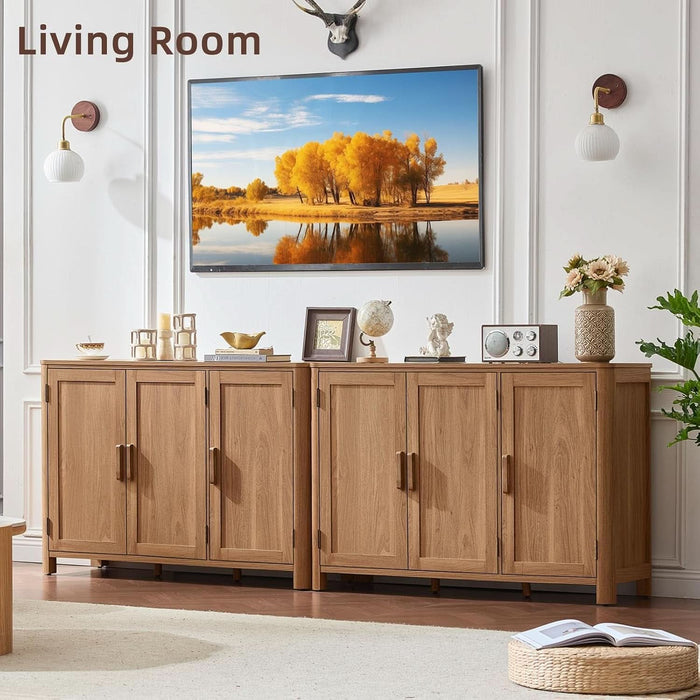 Sideboard Buffet Cabinet with Storage, 46" Arc-Shaped Credenza