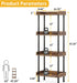 Vintage Rustic Four Tier Wooden Bookshelf SturdyFrame