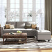 Convertible Sectional Sofa, L Shaped Couch with Linen Fabric, Reversible Couch for Small Space, Light Grey