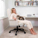 Home Office Desk Chair Comfy with Teddy Velvet Upholstered Seat,Cream