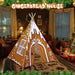 Christmas Gingerbread House Teepee Tent for Kids Gingerbread Play Tent Playhouse Decorations 47X47X55 Inch Foldable 5 Sides with Carry Bag for Toddler Indoor Outdoor Games Party Holiday