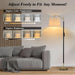 Modern Dimmable Floor Lamp with Fabric & Pleated Shades, Remote & Touch Control, Adjustable Brightness & Color Temperatures, Tall Standing Lamp for Living Room Bedroom Office (Black Gold)