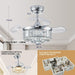 30" Chandelier Ceiling Fan with Light Crystal Modern Fandelier Reversible Ceiling Fan Dimmable Retractable Timer for Bedroom Dining Living Room Silver Chrome