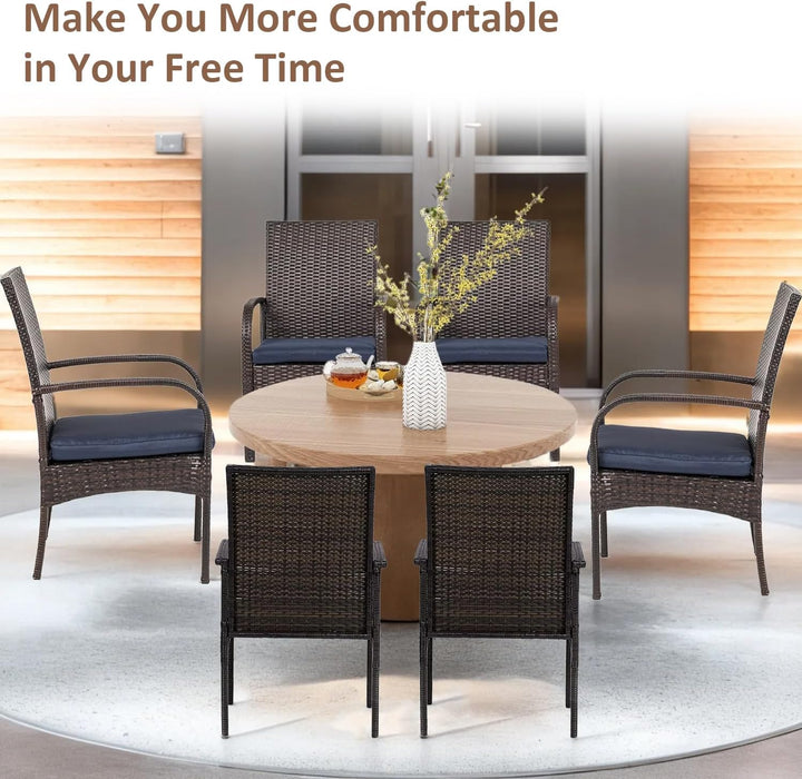 Outdoor Wicker Rattan Chairs Patio Furniture Sets with Cushions, 350Lbs Capacity, All-Weather Rattan Sofa Set for Garden, Porch, Backyard, 6PCS, Brown