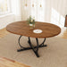 Extendable Round Dining Table Walnut Finish Modern