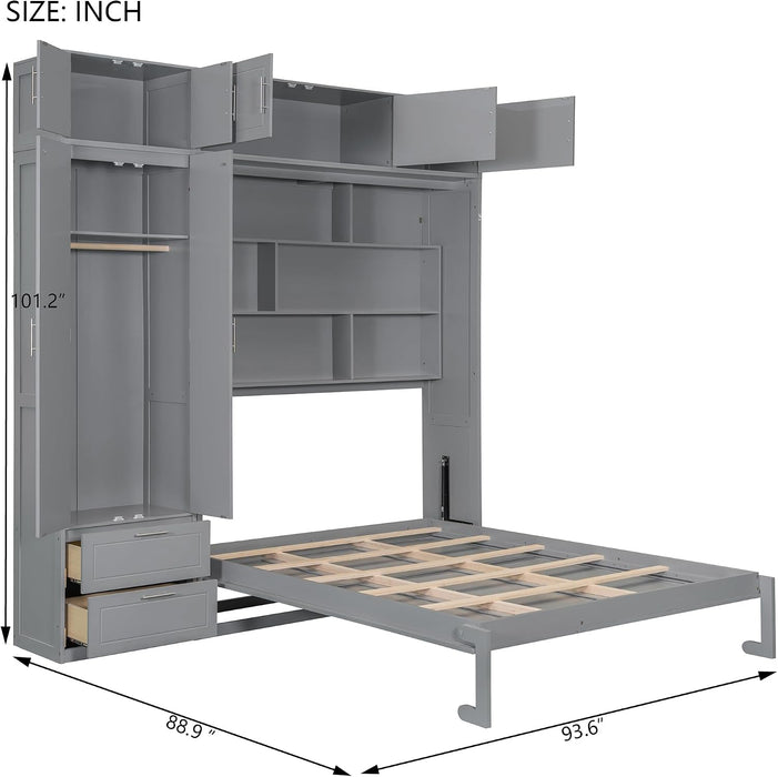 Queen Size Murphy ConvertiblePlatformBed GrayFinish