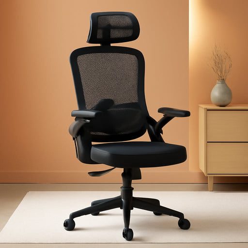 M102C Ergonomic Mesh Office Chair, High Back Desk Chair with 3D Armrests, Up&Down Lumbar Support, Swivel Computer Task Chair with Adjustable 2D Headrest, Tilt Function Black