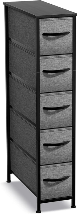5-Drawer Narrow Dresser for Bedroom (Black)