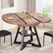 61'' Extendable Dining Table for 4 6 8, round Dining Room Table with Removable Leaf & Storage Shelf, Expandable Oval Kitchen Table with Pedestal Base, Modern Industrial Space Saving（Vintage）