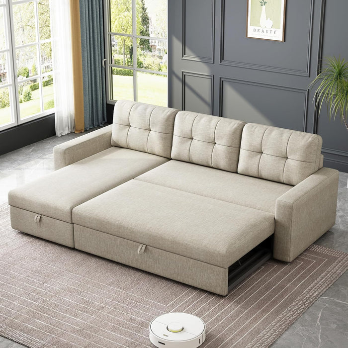 81.5" L-Shaped Sleeper Sectional Sofa with Storage Chaise