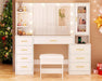 49.2Inches White Vanity Desk With Integrated Mirror