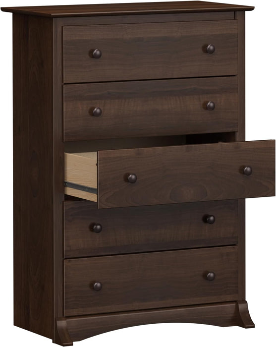 Espresso 5-Drawer Chest with Wide Top