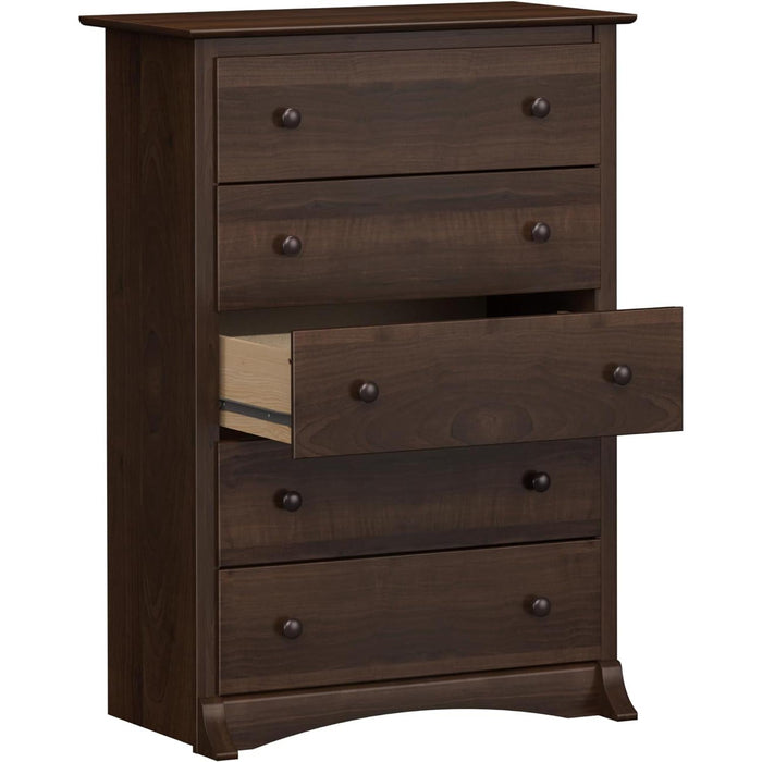 Espresso 5-Drawer Chest with Wide Top