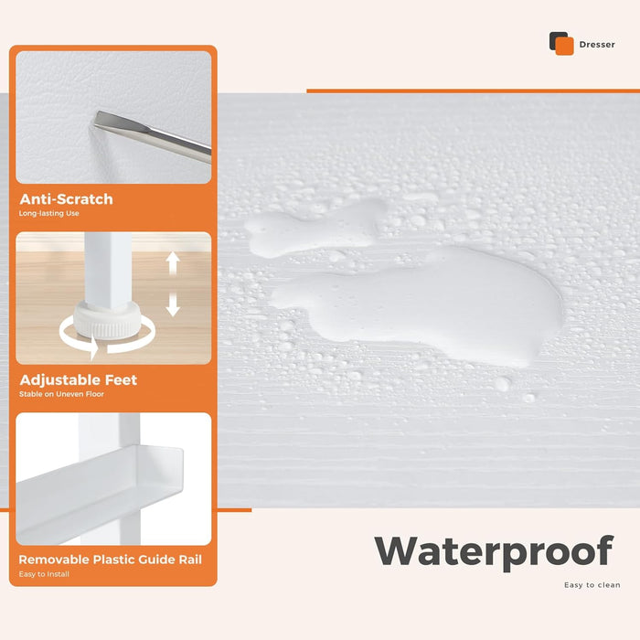 Dresser for Bedroom, Chest Organizer Unit with 8 Fabric Bins, Fabric Storage Tower, Drawer Organizer with Steel Frame, Wooden Top for Nursery, Living Room, Closet