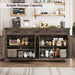 Buffet Cabinet, 61” Large Sideboard Buffet Storage Cabinet with 3 Drawers, Farmhouse Coffee Bar with 4 Doors, Buffet Table for Kitchen, Living Room, Antique Oak