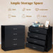 Black 4 Drawer Dresser for Bedroom, Modern Nightstand Storage Chest of Drawer, Wooden Side Table End Table, Living Room, Reception Room