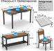 Rustic Brown Industrial Dining Table Set StorageDrawers