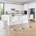 Adjustable Bar Stools Set of 2, Swivel PU Leather Counter Height Barstool with Back and Arms for Kitchen/Island, White