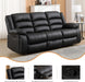Faux Leather Manual Reclining Sofa with 2 Concealed Cup Holders, Overstuffed Armrest 3 Seat Recliner Sofa, Couch for Living Room, Meeting Room, Bedroom, Black