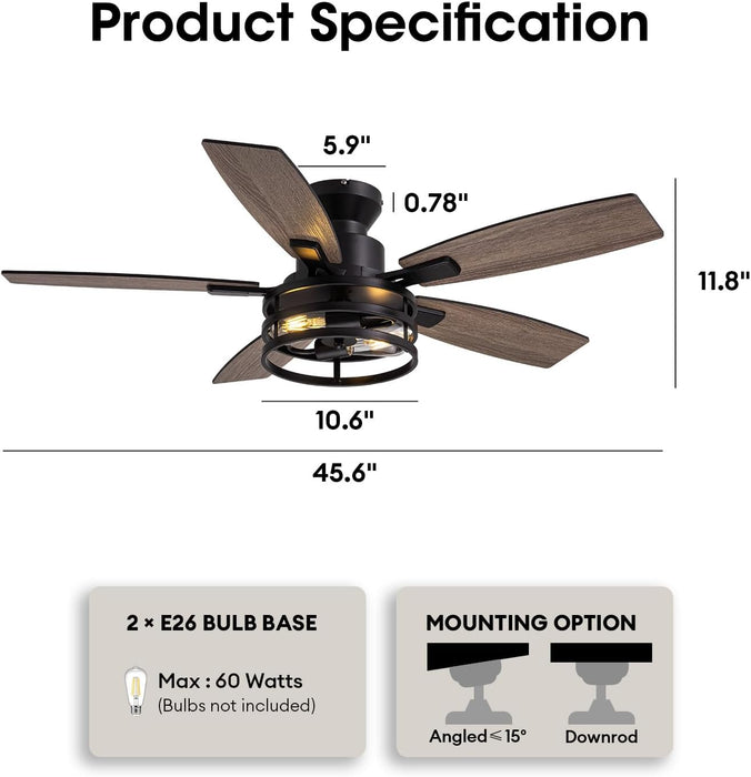 Industrial Black Ceiling Fan With Advanced Lighting