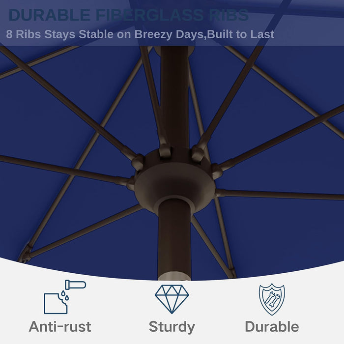 11FT Patio Umbrella, Outdoor Umbrella with with 8 Sturdy Fiberglass Ribs,Market Table Umbrella with Push Button Tilt and Crank,Suit for Backyard,Garden,Pool,Deck(Navy)