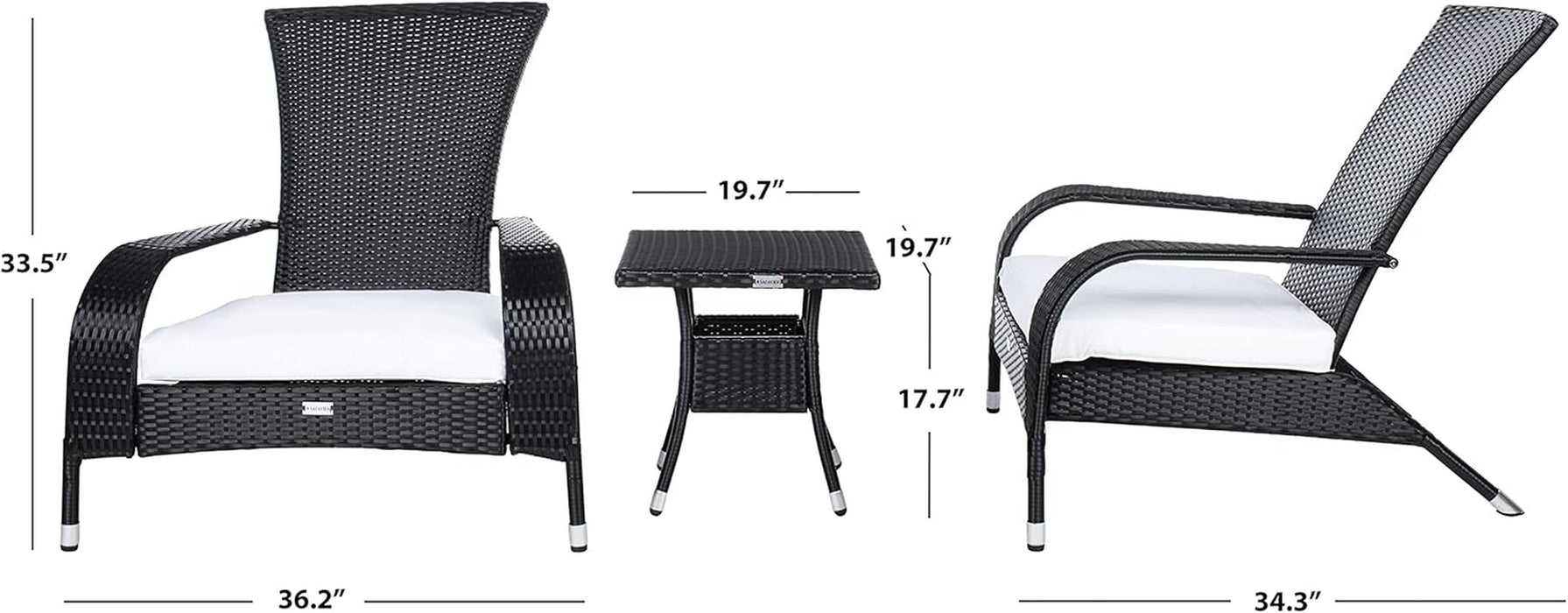 Outdoor Collection Edna Black/White Cushion 3-Piece Lounge Set PAT7719A