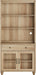 72" Tall 5 Tier Bookcase with Glass Doors & Drawers, Oak