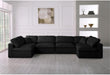 Contemporary Black Velvet Standard Modular Sectional Sofa