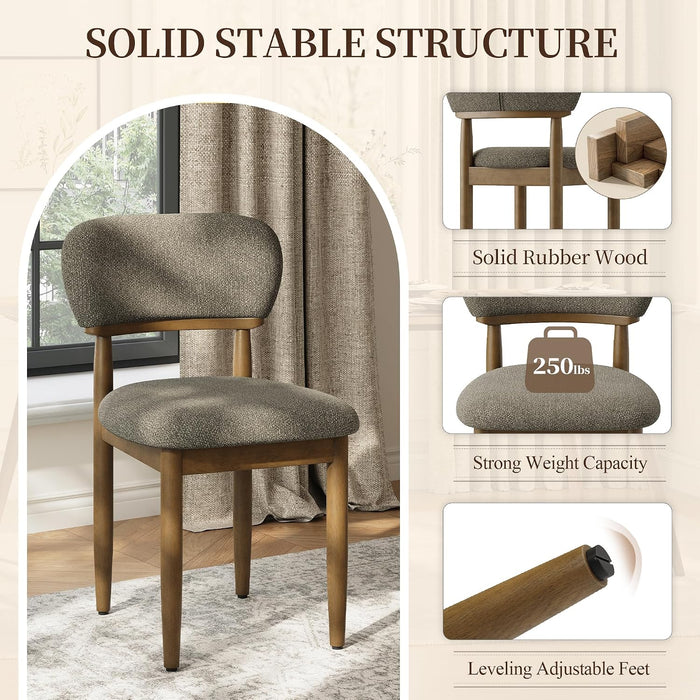 Upholstered Dining Chairs Set of 2, Walnut Dining Chairs, Camel
