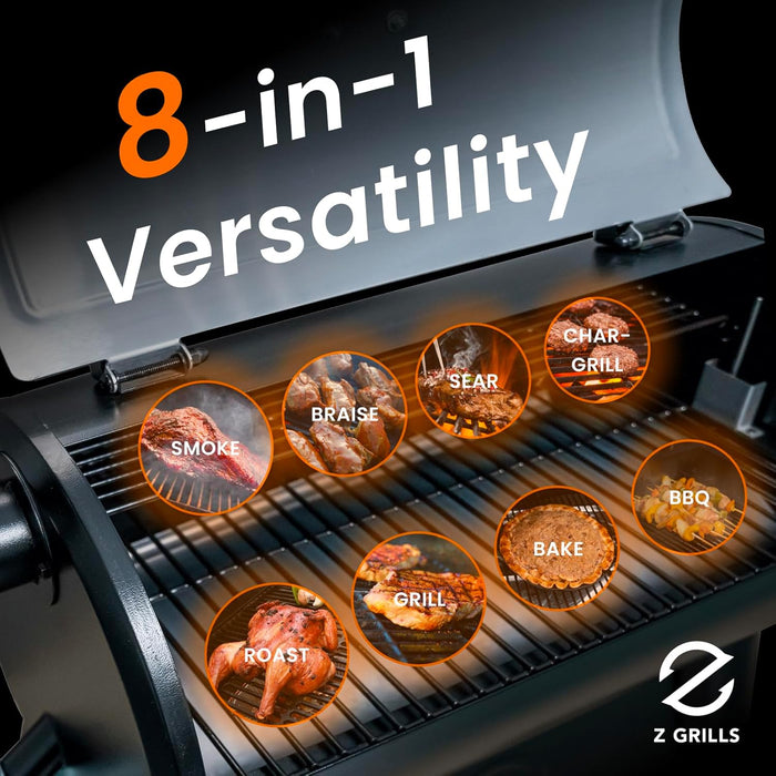 Electric Wood Pellet Grill Smoker with PID 3.0 Controller, 450°F Max Temperature, 8-In-1 Outdoor Grill & Smoker, 459 Square Inches Cook Area, Meat Probes, Rain Cover (450E PRO)