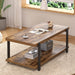 Modern Coffee Table, Rustic Wood Center Table with Storage for Living Room, Industrial Rectangle 2 Tier Low Cocktail Tea Table, Rustic Brown