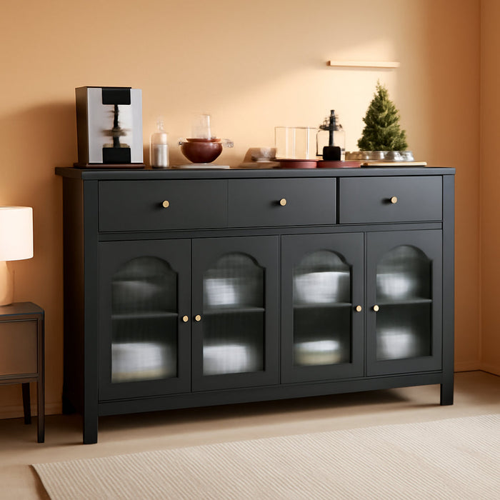 Buffet Cabinet with Storage, Kitchen Storage Cabinet for Home | 55.1" Large Sideboard Buffet, Farmhouse Kitchen Cabinet, Wood Coffee Bar Table for Kitchen, Black