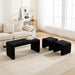 Modern Boucle Bench Black Sherpa Ottoman Bench for Entryway, Bedroom End of Bed, Set of 3 Small Sofa Footrest Extra Seating for Living Room, 20+50 Inch Bench