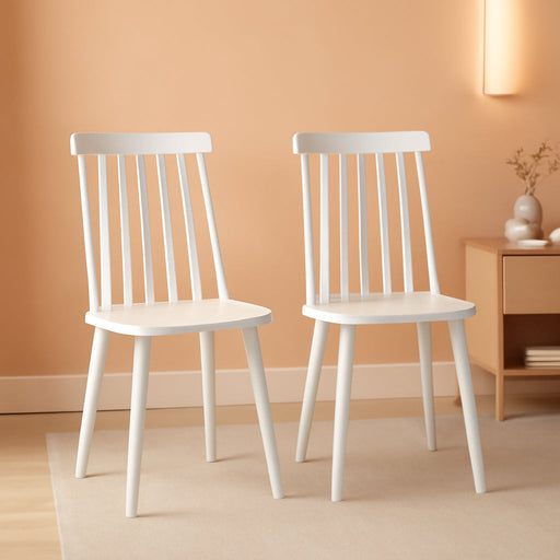 American Homes Collection Burris Country Farmhouse White Spindle Side Chair (Set of 2)