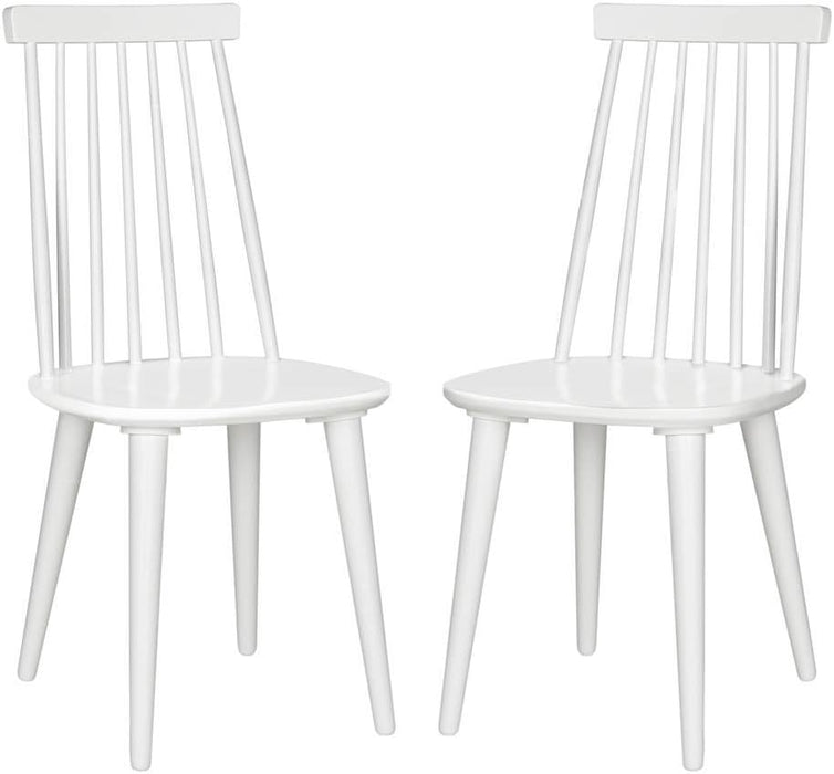 American Homes Collection Burris Country Farmhouse White Spindle Side Chair (Set of 2)