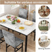 Dining Room Table Set 5 Piece Dining Table Set Marble Dining Table 4 Chair Dining Table Set for Kitchen Living Room Breakfast Small Spaces (White & Grey)