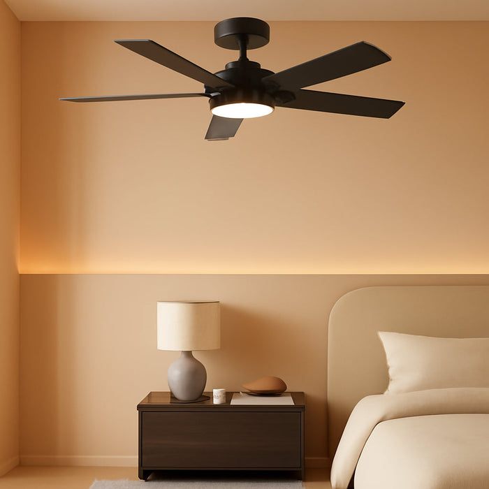 48 Inch Black DC Ceiling Fan With Light Remote Dimmer — ShipItFurniture