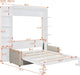 Murphy Bed, Queen Size Wooden Wall Bed with Sofa for Bedroom, Wood Slat Support, No Box Spring Needed, Easy Assembly, White