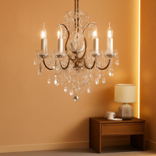 17" Antique Bronze 5-Light Crystal Chandelier for Dining Room UL Listed