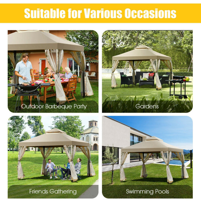 Outdoor 2-Tier 10 Feet X 10 Feet Screw-Free Structure Shelter Gazebo Canopy