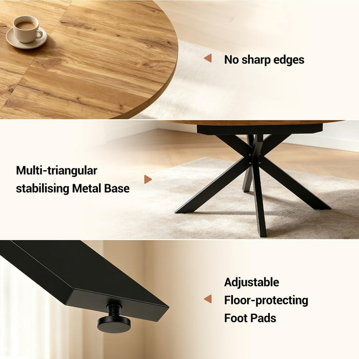 43"-59" Extendable Dining Table for 4-6, Heavy Duty X-Leg Table