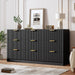 9 Drawers Dresser for Bedroom - 59" Wide Modern Fluted Chest of Drawers with Golden Metal Handles, Large TV Stand Multi-Function Home Organizer for Living Room, Entryway, Hallway, Black