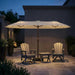 15FT Patio Umbrella with Solar Lights, Double-Sided Extra Large Outdoor Table Umbrella with Base Included, Heavy-Duty 12 Iron Ribs Market Umbrella for Garden, Pool, Backyard, Beige
