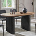 63 Inch Fluted Oval Dining Table for 4-6 People (Brown with Black)