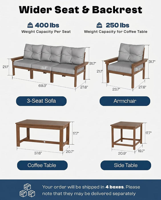 3-Piece HDPE Outdoor Patio Furniture Conversation Set